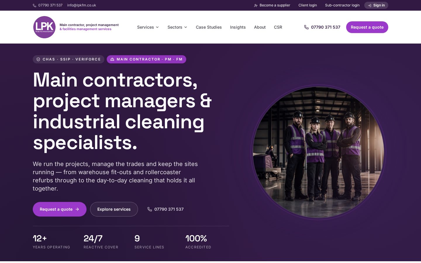 LPK — Full digital stack for a UK facilities management firm.